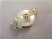 14K Gold and White Jade Jewelry Suite (1) MOP Necklace, (2) Pendants, (2) Bracelets, (1) Ring