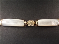 14K Gold and White Jade Jewelry Suite (1) MOP Necklace, (2) Pendants, (2) Bracelets, (1) Ring