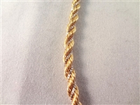 14K Gold Rope Chain Necklace 18 Long, .32 Troy Ounces
