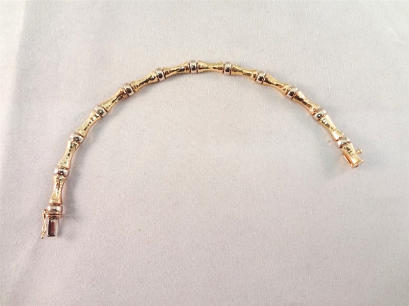 14K Gold Bamboo Cut Bracelet .30 Troy Ounces