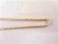 14K Gold Rope Chain Necklace 18 Long, .14 Troy Ounces