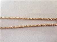 14K Gold Rope Chain Necklace 18 Long, .14 Troy Ounces