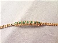 14K Gold Tennis Bracelet (7) Round Emeralds 7 Long