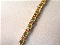 14K Gold Tennis Bracelet (22) Princess Cut Peridots 7 Long