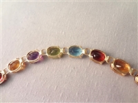 14K Gold Tennis Bracelet (18) Oval Garnet, Citrine, Peridot, Amethyst, Topaz 7 Long