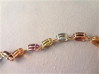14K Gold Tennis Bracelet (18) Oval Garnet, Citrine, Peridot, Amethyst, Topaz 7 Long