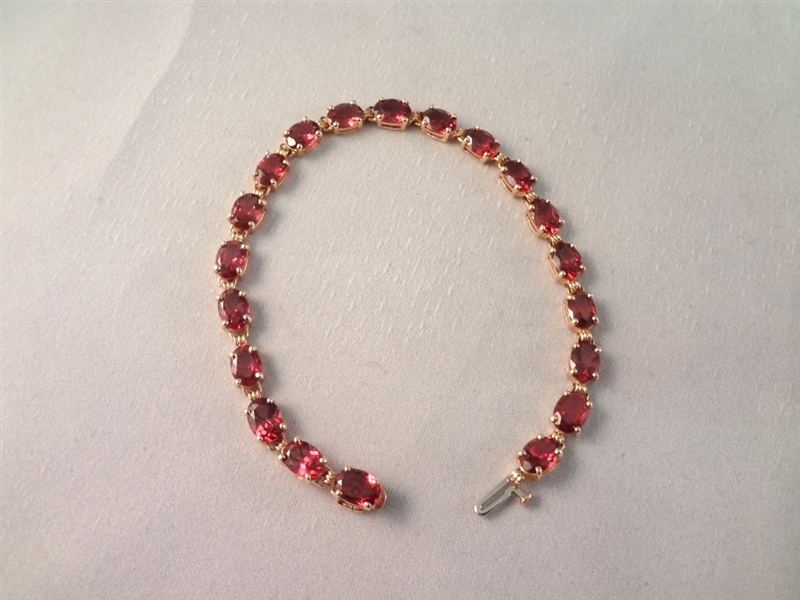 14K Gold Tennis Bracelet (20) Oval Cut Amethyst 7.5" Long