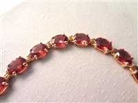 14K Gold Tennis Bracelet (20) Oval Cut Amethyst 7.5 Long