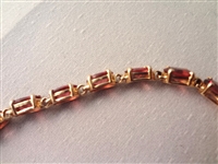 14K Gold Tennis Bracelet (20) Oval Cut Amethyst 7.5 Long