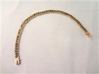 14K Gold Double Rope Tennis Bracelet (50) Round Emerald Color Stones 7.25" Long