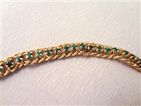 14K Gold Double Rope Tennis Bracelet (50) Round Emerald Color Stones 7.25 Long