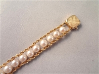 14K Gold Tennis Bracelet (3) With Pearl Settings