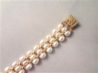 14K Gold Tennis Bracelet (3) With Pearl Settings