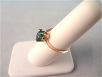 14K Gold Ring with Emerald Cut Emerald 6x4mm Ring Size 6.25