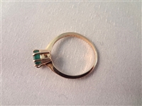 14K Gold Ring with Emerald Cut Emerald 6x4mm Ring Size 6.25