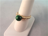 (2) 14K Gold Rings with Malachite Stones Ring Sizes 8, 8.25