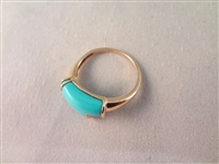 14K Gold Ring Double Turquoise Color Tube Stones Ring Size 8