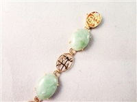 14K Gold and Green Apple Jade Bracelet, Ring and Pendant Set