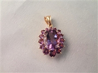 14K Gold and Lavender Amethyst Jade Jewelry Suite: Pendant, (2) Bracelets, Ring