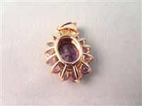 14K Gold and Lavender Amethyst Jade Jewelry Suite: Pendant, (2) Bracelets, Ring
