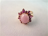 14K Gold and Lavender Amethyst Jade Jewelry Suite: Pendant, (2) Bracelets, Ring