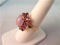 14K Gold and Lavender Amethyst Jade Jewelry Suite: Pendant, (2) Bracelets, Ring