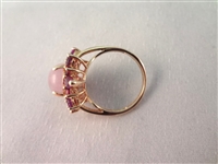 14K Gold and Lavender Amethyst Jade Jewelry Suite: Pendant, (2) Bracelets, Ring