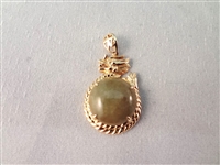 14K Gold and Green Apple Jade Dragon Theme Jewelry (2) Pendants, (2) Rings