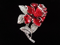 (5) Nolan Miller Rose Enamel and Rhinestone Brooches