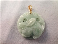14K Gold and Green Apple Jade Bracelet and 3 Pendants