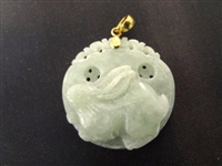 14K Gold and Green Apple Jade Bracelet and 3 Pendants