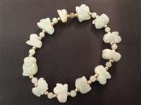 14K Gold and Green Apple Jade Bracelet and 3 Pendants
