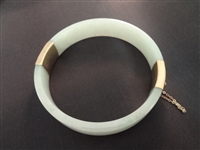 14K Gold and Green Jade Bangle Bracelet and 4 Pendants