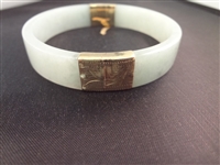 14K Gold and Green Jade Bangle Bracelet and 4 Pendants