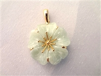 14K Gold and Green Jade Bangle Bracelet and 4 Pendants