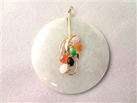 14K Gold Multi Color Jade Bracelet, Pendant and Matching Ring