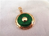 14K Gold and Malachite Stone Jewelry: (2) Bracelets, (1) Pendant