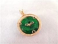 14K Gold and Malachite Stone Jewelry: (2) Bracelets, (1) Pendant