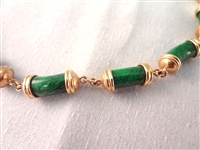 14K Gold and Malachite Stone Jewelry: (2) Bracelets, (1) Pendant