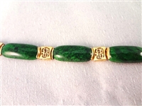 14K Gold and Malachite Stone Jewelry: (2) Bracelets, (1) Pendant
