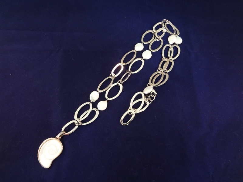 Robert Lee Morris Sterling Silver Necklace Nautilus Shell Pendant