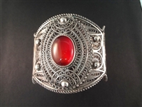 (3) Sterling Silver High Filigree Detail Jewelry: Cuff Bracelet, (2) Pendants