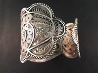 (3) Sterling Silver High Filigree Detail Jewelry: Cuff Bracelet, (2) Pendants
