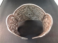 (3) Sterling Silver High Filigree Detail Jewelry: Cuff Bracelet, (2) Pendants