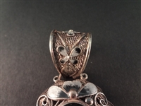(3) Sterling Silver High Filigree Detail Jewelry: Cuff Bracelet, (2) Pendants