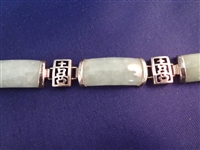 Sterling Silver and Jade Jewelry: Necklace, (2) Pairs Earrings, (2) Bracelets