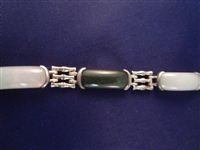 Sterling Silver and Jade Jewelry: Necklace, (2) Pairs Earrings, (2) Bracelets