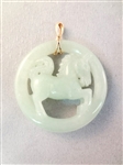 14K Gold and Green Apple Jade (3) Pendants, (1) Ring