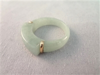 14K Gold and Green Apple Jade (3) Pendants, (1) Ring