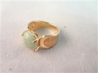 14K Gold and Green Apple Jade Jewelry: (1) Ring, (2) Pendants, (1) Bracelet